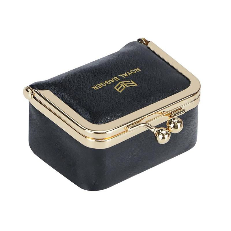 Big Size, Royal Bagger Genuine Leather Mini Jewelry Box, Ring & Necklace Storage, Retro Coin Purse with Kiss Lock for Women 4894