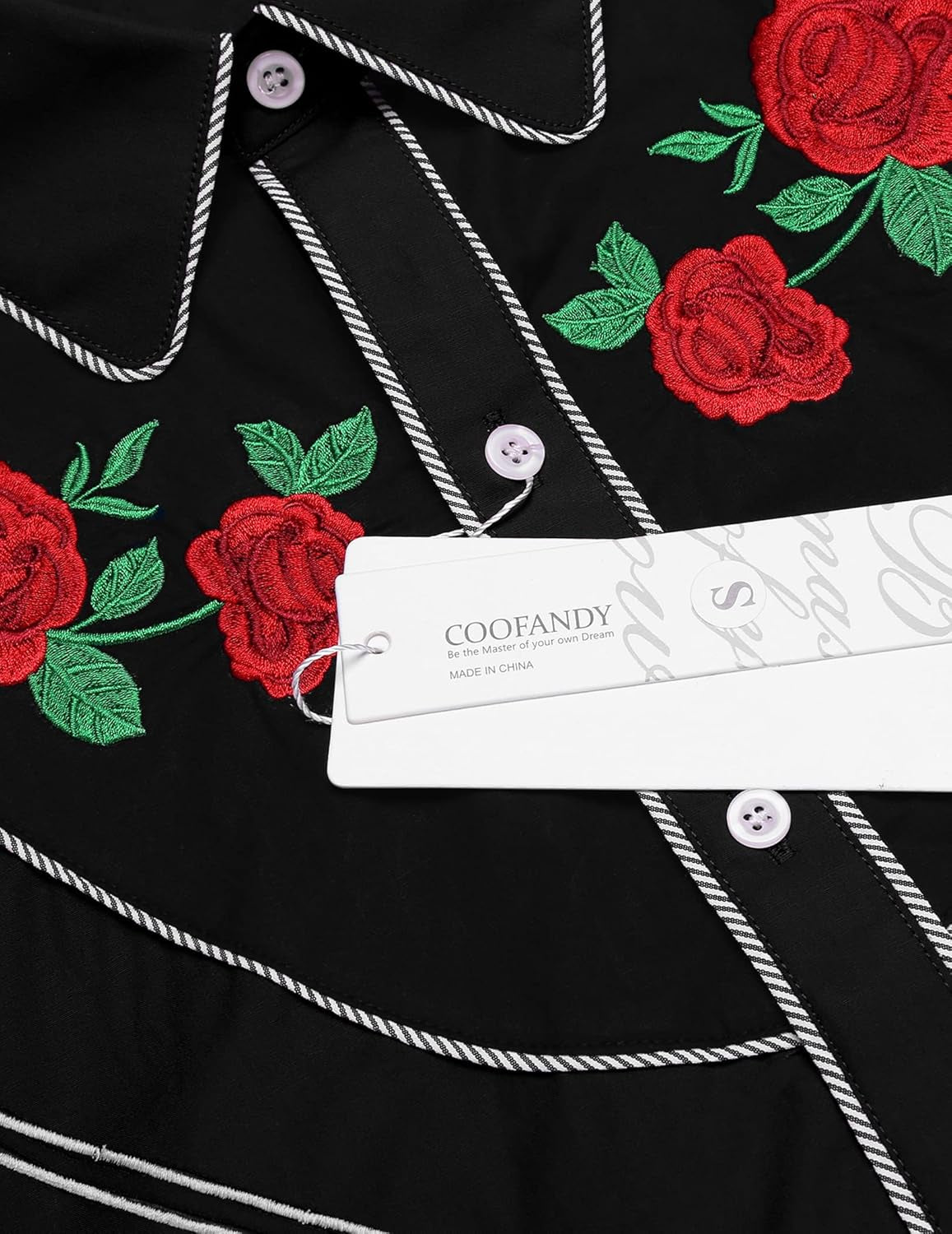 Men'S Cowboy Shirtss Embroidered Rose Design Shirts Western Long Sleeve Button down Shirts