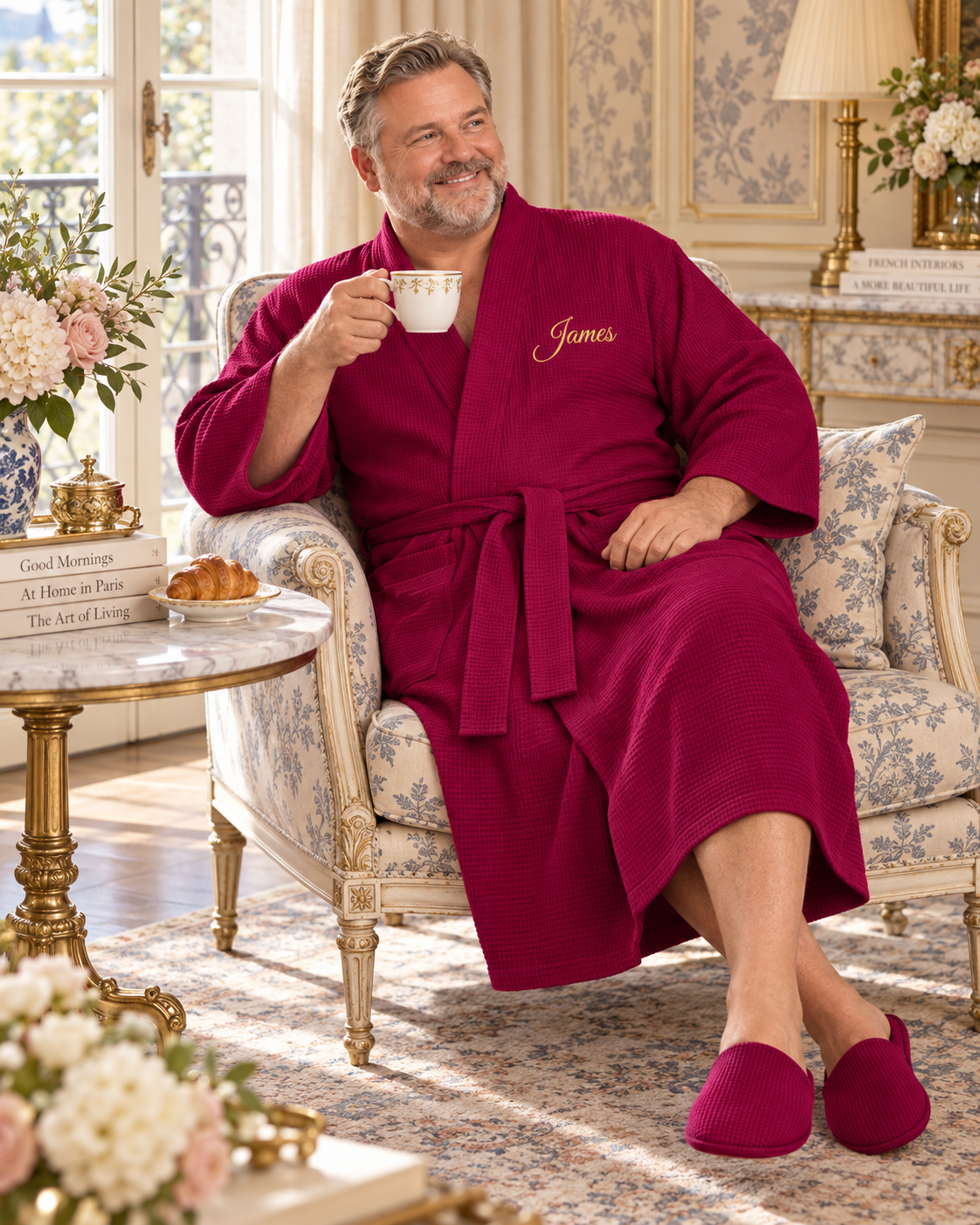 Waffle Spa Bathrobe for Men -  Absorbent, Lightweight
